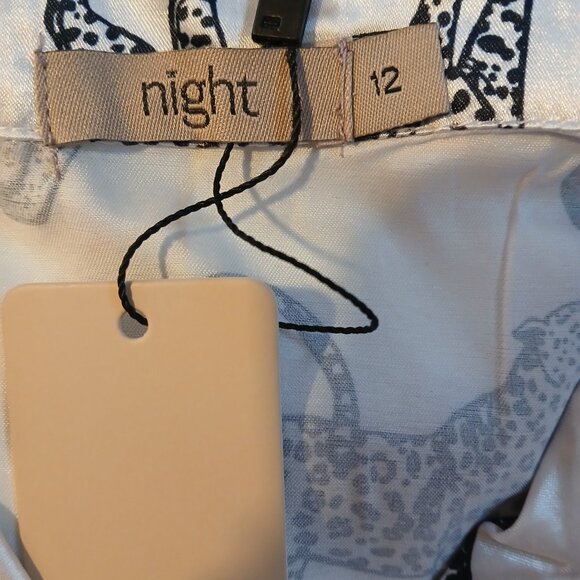 Night Women,s White  Black Leopard Print Pajama Set  UK SZ 12 / US SZ 8 - Picture 3 of 11